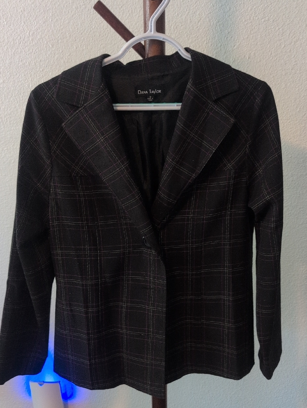 Dana Taylor Black Plaid Women's Blazer Jacket